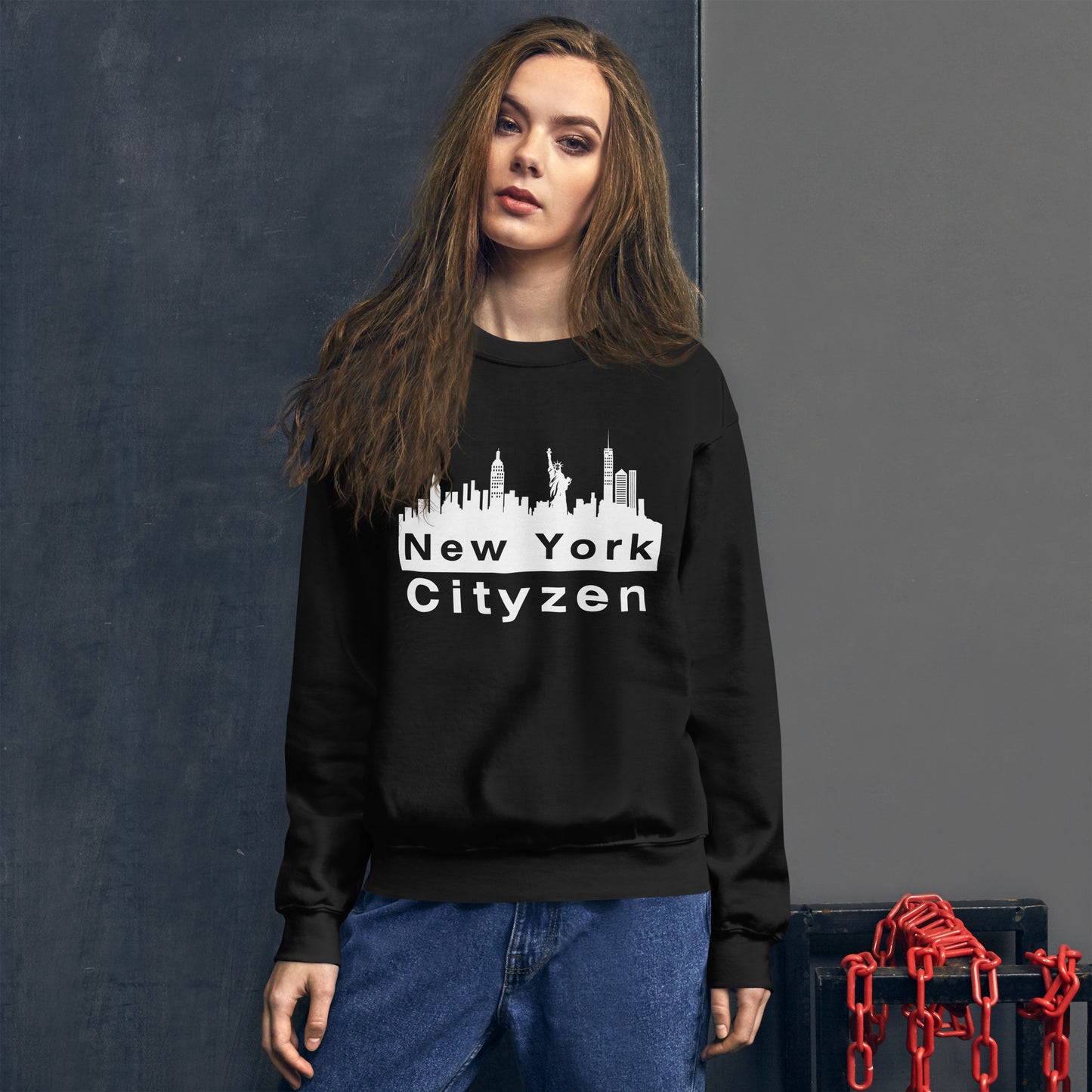 New York Cityzen Crewneck Sweatshirt Large Front Print